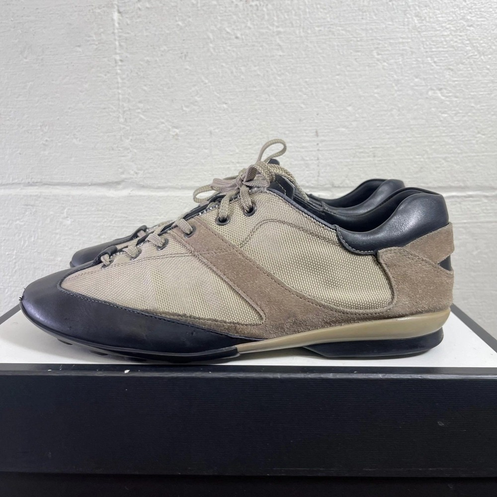 TOD's Cloth Low Sneaker Leather Casual Driving Shoes Tan Black Mens‎ Size 10 US - Picture 4 of 11